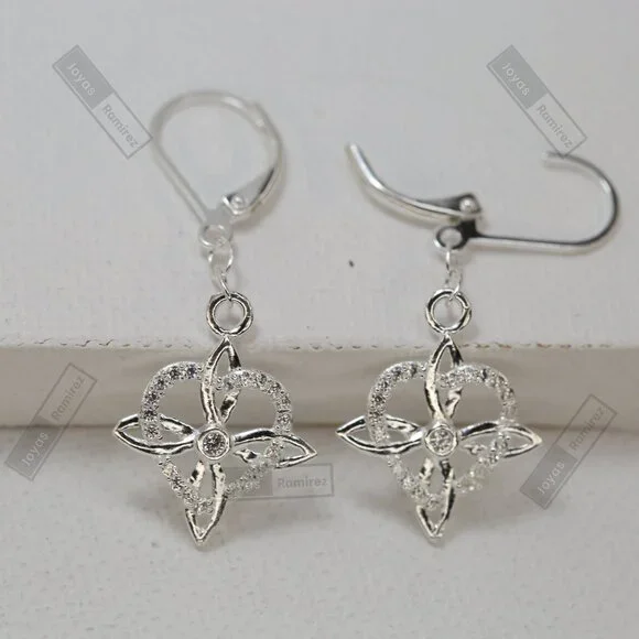 Mystic Knot & Heart Earrings in .925 Sterling Silver • Symbolic Feminine Design. - Picture 3 of 6